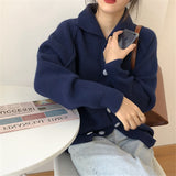 Women Knitted Cardigan Autumn Winter Retro Baggy Coat