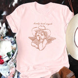 Tops Denim Retro T-Shirt Short Sleeves Cute