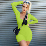 Women Dresses Spring Sexy Backless Slim Fit Long Sleeve Narrow Dress