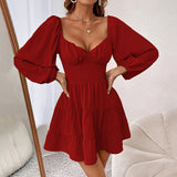 Women Dress Sexy Backless Puff Sleeve Dress