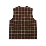 Men Vest Corduroy Plaid Vest