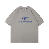 Men T Shirt Letter Denim Affixed Cloth Embroidered Short Sleeve T-shirt