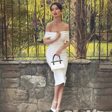 Women Dresses off-the-Shoulder Slim Fit Bandage One-Piece Dress Summer Party Dress Skirt (Ont0408)