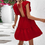Women Dress Summer Sexy V-neck Backless Sleeveless Dress