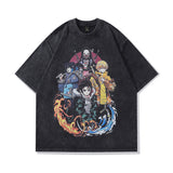 Men T Shirt Cartoon Washed and Worn Short Sleeve T-shirt