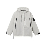 Unisex Winter Cotton Coat Vintage Loose Hooded Color Contrast Shell Jacket Workwear Jacket