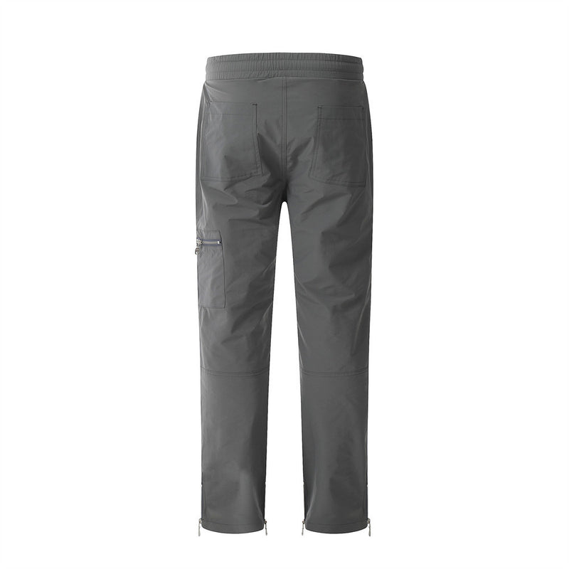 Men Sweatpants Zipper Multi-Pocket Workwear Casual Pants Men Straight-Leg Trousers