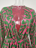 Women's Evening Gown Sexy Loose-Fitting V-neck Long Sleeves Striped Sequined Jumpsuit