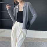 Women Cardigan Sweater Autumn Sweater Coat Casual Long Sleeve Zipper Knitted Top Polo Collar Women's Cardigan 8t8269
