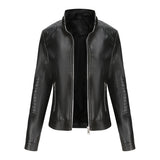 Red Leather Jacket Spring and Autumn Hooded Leather Coat Women's Detachable Hat Windproof Jacket