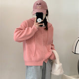 Women Knitted Cardigan Hooded Knit Cardigan Autumn Sweater Coat