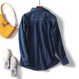 Women Jacket Autumn Winter Retro Denim Shirt Women Loose and Warm Coat