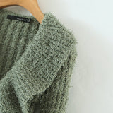 Women Sweater Knit Wear Large Wave Lapel Knitted Cardigan Ruffled Flared Sleeve Sweater