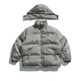 Unisex Winter Cotton Coat Plaid Decorative Hooded Cotton-Padded Coat Retro Detachable Hat Cotton-Padded Coat