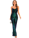 Women's Evening Gown Evening Dress Sexy Strap Vintage Sequins Dress