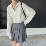 Women Winter Knitted Sweater Zipper and Lapel Autumn Sweater Coat Sweater 8t8263
