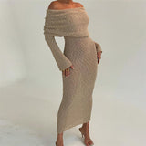 Beach Sweater Dress Autumn Sexy Backless Slim Fit Long Dress