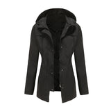 Women Trench Coat Long Cardigan Hooded Coat Outdoor Raincoat