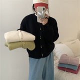 Women Knitted Cardigan Autumn and Winter round Neck Casual Sweater Coat