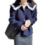 Women Knitwear Autumn Winter Retro Sweater Slim-Fit Knitted Cardigan