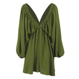Women Dress Sexy Backless Lantern Sleeve Dress