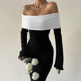 Women Dresses Long Sleeve Slim Fit Sheath Long Dress