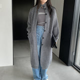 Women Cardigan Sweater Autumn Turtleneck Sweater Long Cardigan Coat Loose Button Woolen Skirt A2215
