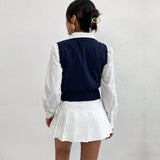 Women Knitted Sweater Autumn Casual Slim Fit Short Sleeveless Vest