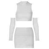 Women Co-Ord Set Midriff-Baring Top Package Hip Skirt Outfit