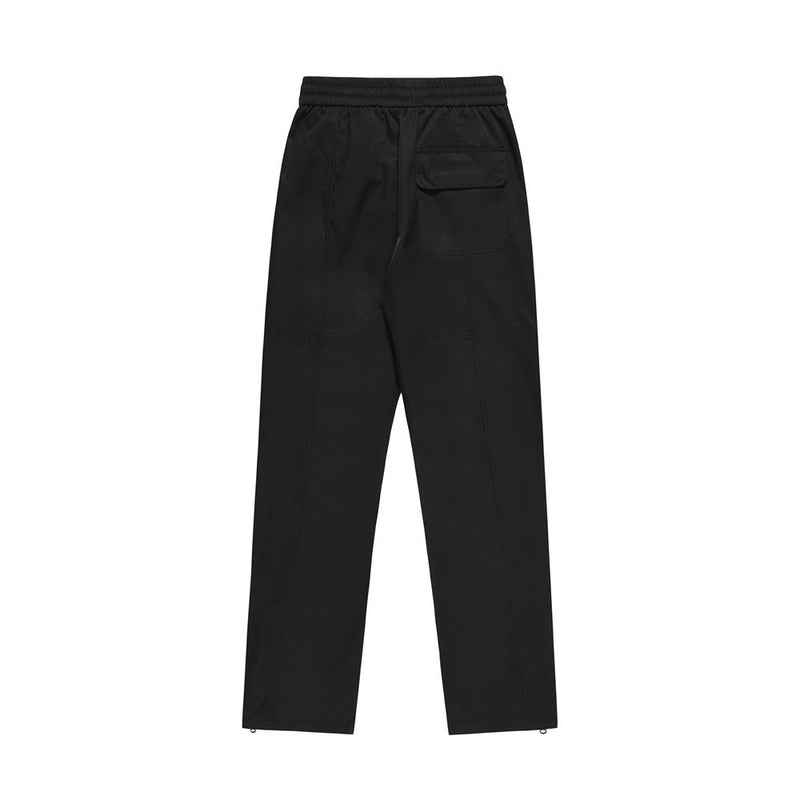 Men Sweatpants Multi-Pocket Slacks Pure Color Elastic Waist Straight-Leg Pants Baggy Pants Zipper Pants