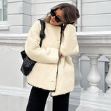 Women Trench Coat Polar Fleece Jacket Autumn and Winter Loose