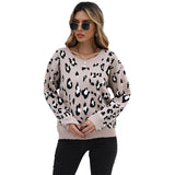 Women Knitted Sweater Autumn and Winter Leisure Women's Loose Leopard Print Long Sleeve Sweater
