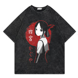 Washed retro T-shirt street print graphic casual cotton summer short sleeves