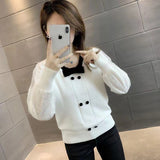 Women Knitwear Spring and Autumn Bow round Neck Sweaters Cardigan