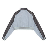 Women Jacket Letter Affixed Cloth Embroidered Short Baseball Uniform