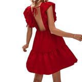 Women Dress Summer Sexy V-neck Backless Sleeveless Dress