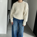 Women Winter Knitted Sweater round Neck Sweater Winter Cross Knitted Loose-Fitting Long Sleeve Sweater 1t2303