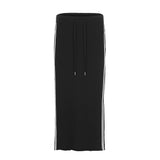 Women Long Skirt Side Striped Contrast Color Mid-Length A- line Skirt