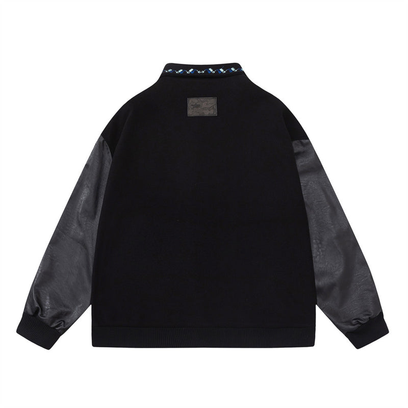 Men Jacket Coat Baseball Uniform Jacket Men's Letter Long Sleeve Turn-down Collar Coat