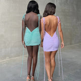 Women Dresses Summer Sexy Backless Sheath Dress (Bla0420)