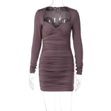 Women Dresses Spring V Long Sleeve Slim Fit Dress
