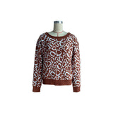 Women Knitted Sweater Autumn Long Sleeve Leopard-Print Sweater