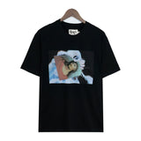 Denim Tears T Shirts Kapok T-shirt Vintage Woman Avatar Oil Painting round Neck Short Sleeve