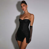 Women Dresses Shiny Sexy Suspender Hip Skirt