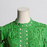Women Dresses Spring Stand Collar Embroidery Hollow Dress (Qymy0409)