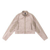 Unisex Jacket Autumn Short Stitching Leather Coat