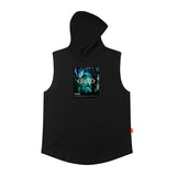 Men Vest Hooded Vest Loose Hip Hop Sleeveless T-shirt