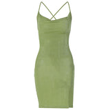 Women Dresses Summer Sexy Backless Slim Fit Split Dress