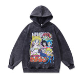 Men Hoodie Cartoon Print Velvet Padded Hooded Sweatshirt