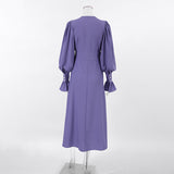Women Dress Elegant Lantern Sleeve Chiffon Dress
